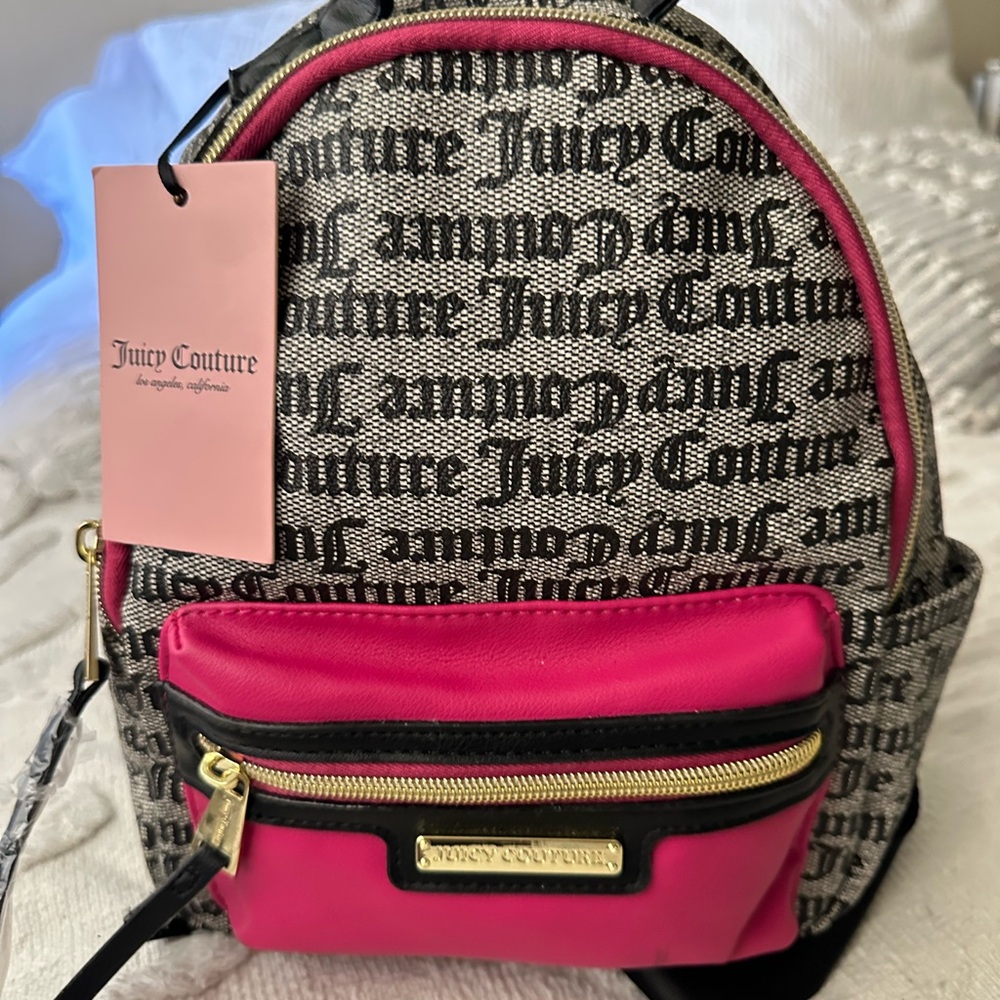 Juicy Couture Black and Pink Logo Backpack
